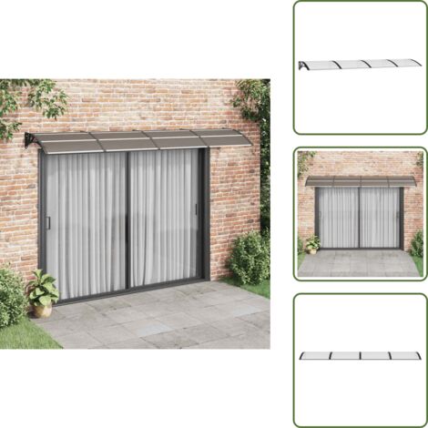 The Living Store Marquesina puerta policarbonato negro y transparente 350x75 cm - Protección de puerta