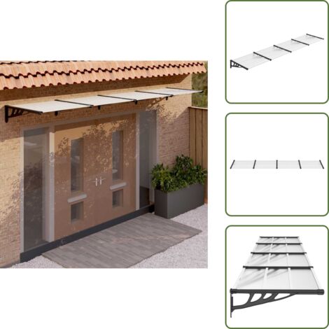 The Living Store Marquesina puerta policarbonato negro y transparente 396x90 cm - Protección de puerta