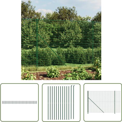 The Living Store Maschendrahtzaun mit Bodenflansch Grün 2,2x25 m - Maschendrahtzaun - Gartenzaun - Sicherheitszaun - Hundezaun - Viehzäune