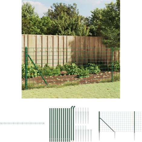 The Living Store Maschendrahtzaun mit Bodenhülsen Grün 1,1x25 m -  Zaunfelder