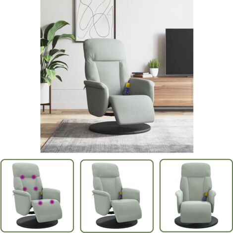 The Living Store Massagesessel mit Fußteil Hellgrau Samt - MassageSessel - Relaxsessel - Samt Sessel - Elektrischer Massagesessel - Ergonomischer Sessel