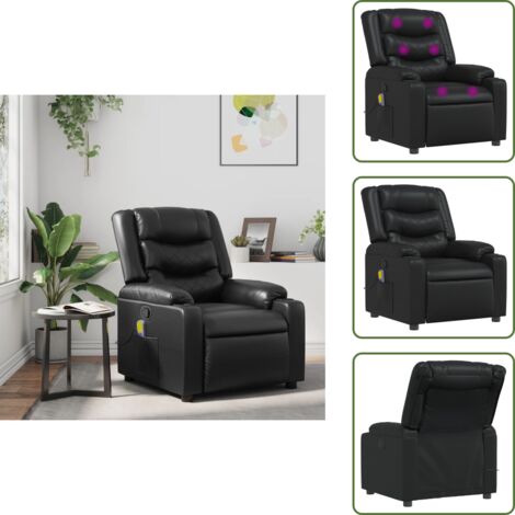 The Living Store Massagesessel Schwarz Kunstleder - Massage Sessel - Relaxsessel - TV-Sessel - Ecksofa - Wohnzimmersofa