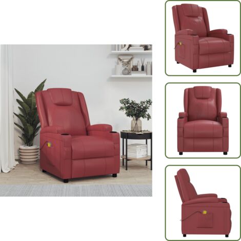 The Living Store Massagesessel Weinrot Kunstleder - Massagesessel