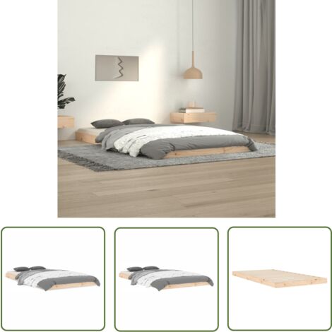 The Living Store Massivholzbett 100x200 cm Kiefer - Holzbett - Kiefernholzbett - Singlebettt - Jugendzimmer - Kleines Schlafzimmer