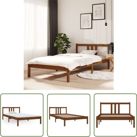 The Living Store Massivholzbett Honigbraun 100x200 cm - Holzbett - Massivholzbette - Kiefernbett - Singlebett - Gästebett