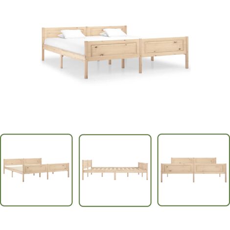 The Living Store Massivholzbett Kiefer 180x200 cm - Holzbettrahmen - Kiefernbett - Doppelbett - Massivholzbette - Bettkasten