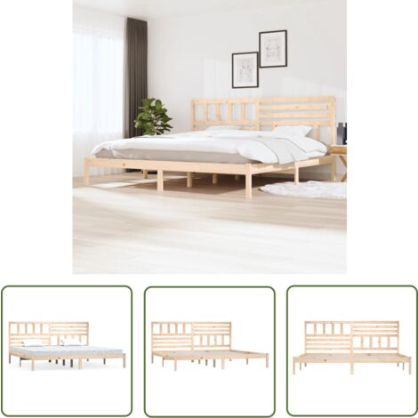 The Living Store Massivholzbett Kiefer 200x200 cm - Massivholzbette - Kiefernbett - Doppelbett - Holzbettrahmen - Bettgestell