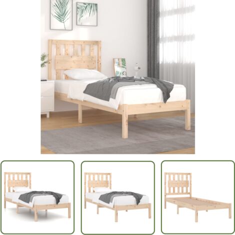 The Living Store Massivholzbett Kiefer 90x190 cm - Holzbett - Kiefernholzbett - Doppelbett - Einzelbett - Massives Holzbett