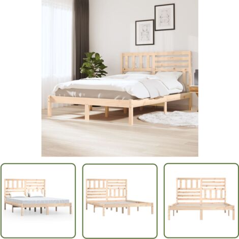 The Living Store Massivholzbett ohne Matratze 120x190 cm Kiefernholz - Massivholzbette - Kiefernholzbette - Doppelbett - Bettgestell - Landhausmöbel