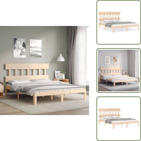 The Living Store Massivholzbett ohne Matratze 160x200 cm Kiefernholz - Holzbett - Kiefernholzbett - Doppelbett - Lattenrost - Massives Holz