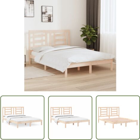 The Living Store Massivholzbett ohne Matratze 160x200 cm Kiefernholz - Holzbett - Kiefernholzbett - Doppelbett - Massives Holzbett - Bettgestell