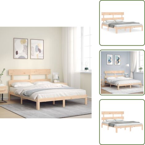 The Living Store Massivholzbett ohne Matratze 160x200 cm Kiefernholz - Holzbett - Kiefernholzbett - Doppelbett - Massivholzbette - Lattenrost