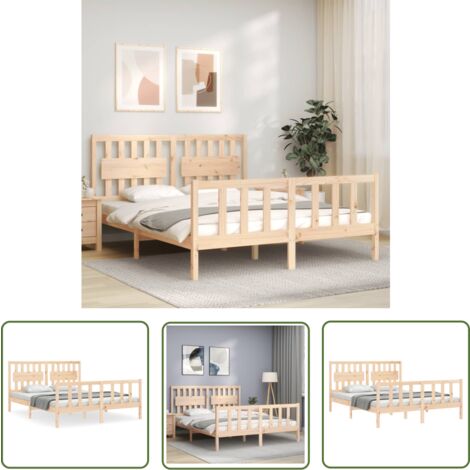 The Living Store Massivholzbett ohne Matratze 160x200 cm Kiefernholz - Holzbett - Kiefernholzbett - Massives Holzbett - Doppelbett - Bettgestell