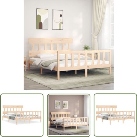 The Living Store Massivholzbett ohne Matratze 160x200 cm Kiefernholz - Holzbett - Kiefernholzbett - Massives Holzbett - Lattenrost - Boxspringbetten