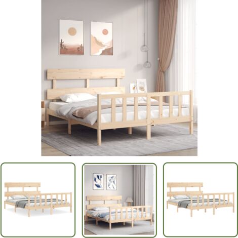 The Living Store Massivholzbett ohne Matratze 160x200 cm Kiefernholz - Holzbett - Kiefernholzbett - Massives Holzbett - Lattenrost - Boxspringbetten