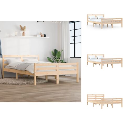 The Living Store Massivholzbett ohne Matratze 160x200 cm - Massivholzbett