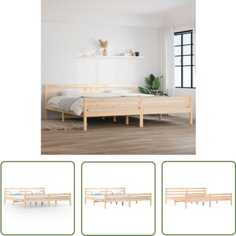 The Living Store Massivholzbett ohne Matratze 200x200 cm - Holzbett - Massivholzbette - Kiefernbett - Doppelbett - Boxspringbett