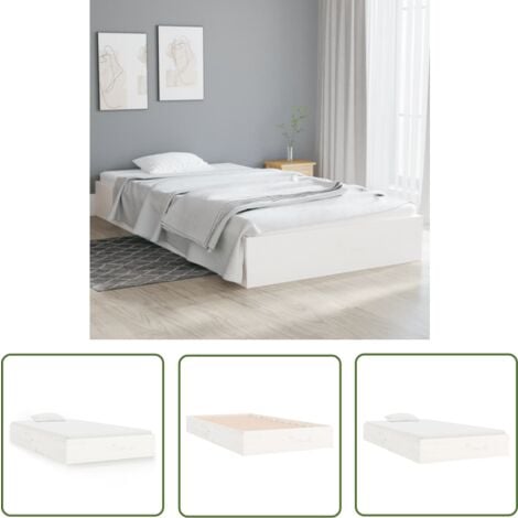 MAISON CHIC The Living Store Massivholzbett Weiß 100x200 cm - Holzbett - Massivholzbette - Kiefernbett - Singlebett - Jugendzimmer