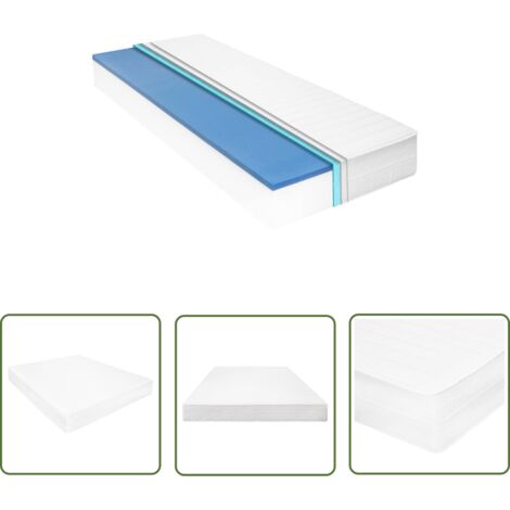 The Living Store Matelas 140 x 200 cm Mousse à mémoire de forme Visco 18 cm - Matelas Confortable - Matelas À Mémoire De Forme - Matelas Blanc - Literie - Sommier