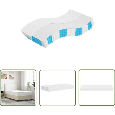 The Living Store Matelas à ressorts ensachés dureté moyenne 100x200 cm - Matelas À Ressorts Ensachés - Matelas Confortable - Matelas Double - Matelas Blanc - Matelas Livraison Rapide