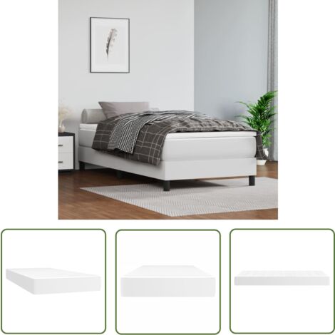 The Living Store Matelas de lit à ressorts ensachés Blanc 90x190x20cm Similicuir - Matelas - Matelas À Ressorts Ensachés - Matelas Blanc - Matelas Similicuir - Literie