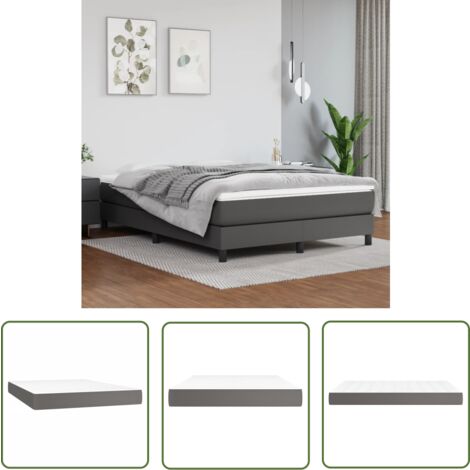 The Living Store Matelas de lit à ressorts ensachés Gris 140x200x20cm Similicuir - Matelas - Matelas À Ressorts Ensachés - Matelas Similicuir - Literie - Chambre À Coucher
