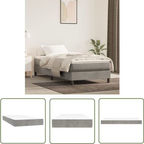 The Living Store Matelas de lit à ressorts ensachés Gris clair 90x190x20 cm - Matelas À Ressorts Ensachés - Matelas Moelleux - Matelas Double - Matelas Support Moyen - Matelas Gris