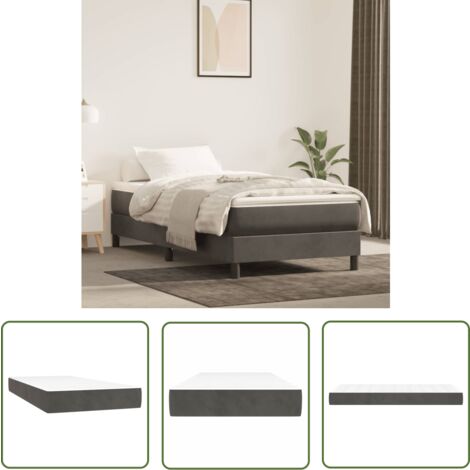 The Living Store Matelas de lit à ressorts ensachés Gris foncé 90x190x20 cm - Matelas À Ressorts Ensachés - Matelas Moelleux - Matelas Support Moyen - Matelas Double Personne - Literie