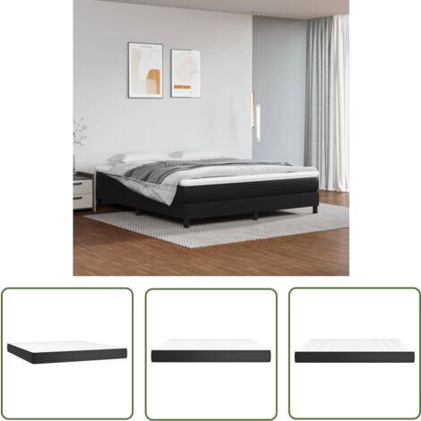 The Living Store Matelas de lit à ressorts ensachés Noir 180x200x20cm Similicuir - Matelas - Matelas À Ressorts Ensachés - Matelas Similicuir - Literie - Chambre À Coucher