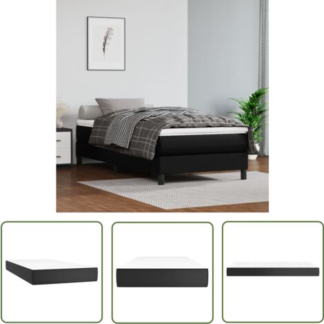 The Living Store Matelas de lit à ressorts ensachés Noir 90x200x20 cm Similicuir - Matelas - Matelas À Ressorts Ensachés - Matelas Similicuir - Literie - Chambre À Coucher