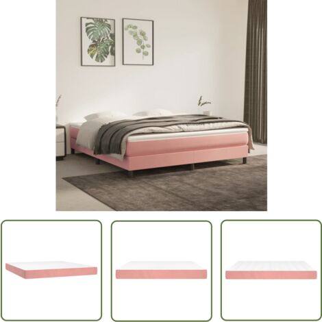 The Living Store Matelas de lit à ressorts ensachés Rose 160x200x20 cm Velours - Matelas - Matelas À Ressorts Ensachés - Matelas Velours - Matelas Double - Literie