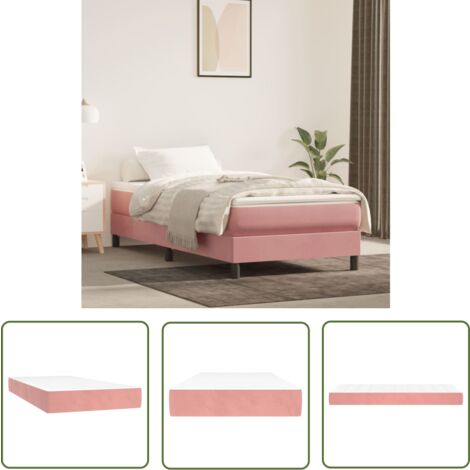 The Living Store Matelas de lit à ressorts ensachés Rose 90x200x20 cm Velours - Matelas À Ressorts Ensachés - Matelas Velours - Matelas Double - Matelas Rose - Literie