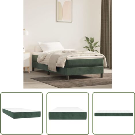 The Living Store Matelas de lit à ressorts ensachés Vert foncé 90x190x20 cm - Matelas À Ressorts Ensachés - Matelas Moelleux - Matelas Vert - Matelas Double - Literie