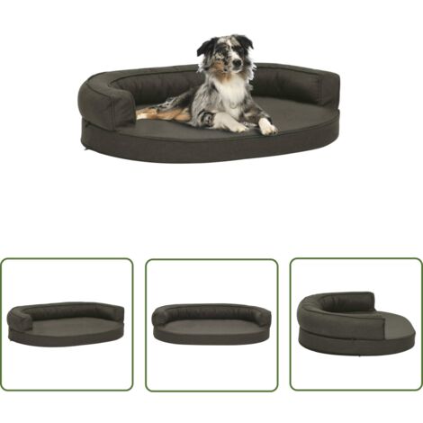 The Living Store Matelas de lit ergonomique pour chien 75x53 cm Aspect de lin - Matelas Pour Chien - Panier Pour Chien - Couchage Chien - Literie Chien - Lit Chien