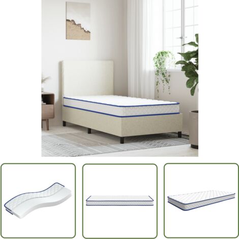 The Living Store Matelas en mousse à mémoire de forme 200 x 90 x 17 cm - Matelas Memoire De Forme - Matelas Confort - Matelas Double Couche - Matelas Mousse - Literie