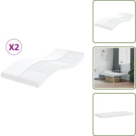The Living Store Materassi in Schiuma 2pz Bianchi 100x200cm 7 Zone Durezza 20ILD - Schiuma 24d