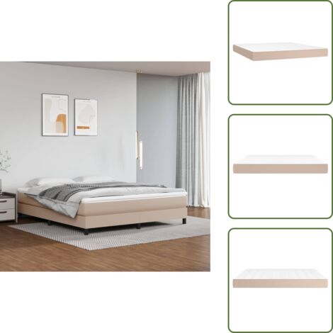 The Living Store Materasso a Molle Insacchettate Rigidità Media Cappuccino 160x200x20 cm in Similpelle - Schiuma
