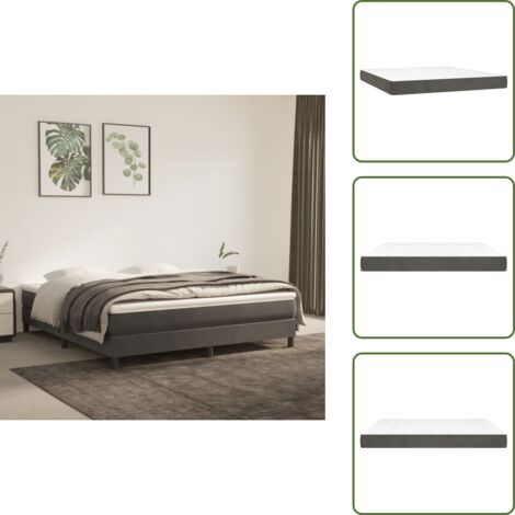 The Living Store Materasso a Molle Insacchettate Rigidità Media Grigio Scuro 180x200x20 cm in Velluto - Materasso morbido
