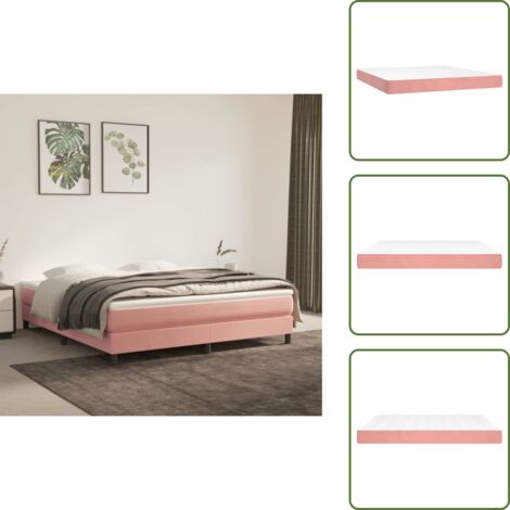 The Living Store Materasso a Molle Insacchettate Rigidità Media Rosa 180x200x20 cm in Velluto - Materasso in velluto