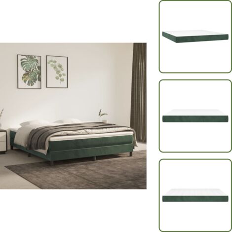 The Living Store Materasso a Molle Insacchettate Rigidità Media Verde Scuro 180x200x20 cm in Velluto - Materasso in velluto