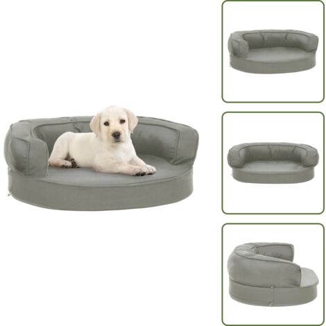 The Living Store Materasso Ergonomico per Cani 60x42 cm Effetto Lino Grigio - Materasso ergonomico