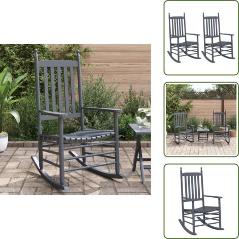The Living Store Mecedoras con asiento curvo 2 uds madera álamo maciza gris - Mecedora de madera