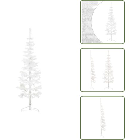 The Living Store Medio árbol de Navidad artificial con soporte blanco 120 cm - Decoración de Navidad