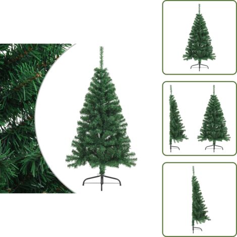 The Living Store Medio árbol de Navidad artificial con soporte PVC verde 120 cm - Árbol de Navidad medio