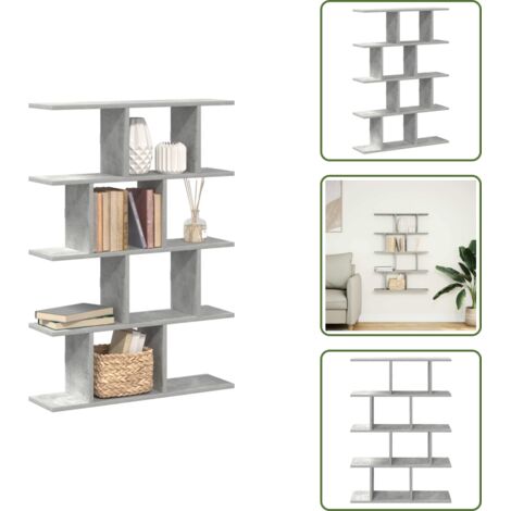 The Living Store Mensola a Cubo da Muro 12 Scomparti Truciolato Grigio Cemento - Mensola a cubo