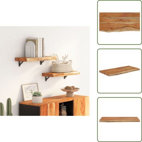The Living Store Mensola a Muro 40x30x3,8cm Rettangolare Legno Acacia Bordi Vivi - Mensola in legno