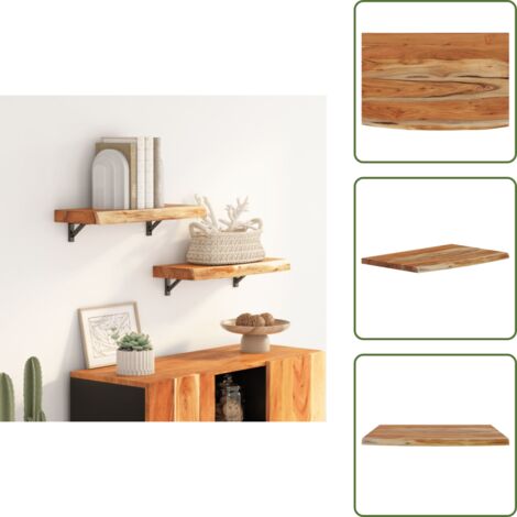 The Living Store Mensola a Muro 50x30x2,5cm Rettangolare Legno Acacia Bordi Vivi - Mensola in legno