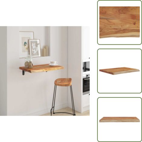 The Living Store Mensola a Muro 50x40x2,5cm Rettangolare Legno Acacia Bordi Vivi - Mensola in legno