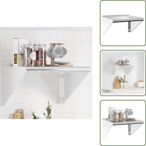 The Living Store Mensola a Muro 50x45x31 cm Argento in Acciaio Inossidabile - Scaffale a parete