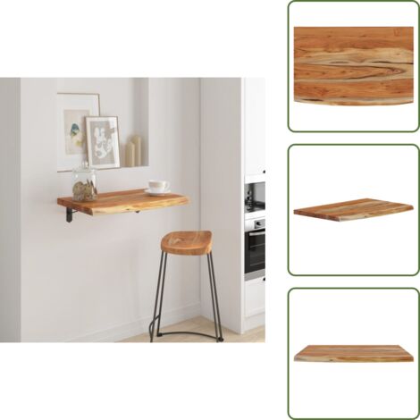 The Living Store Mensola a Muro 60x40x2,5cm Rettangolare Legno Acacia Bordi Vivi - Mensola in legno
